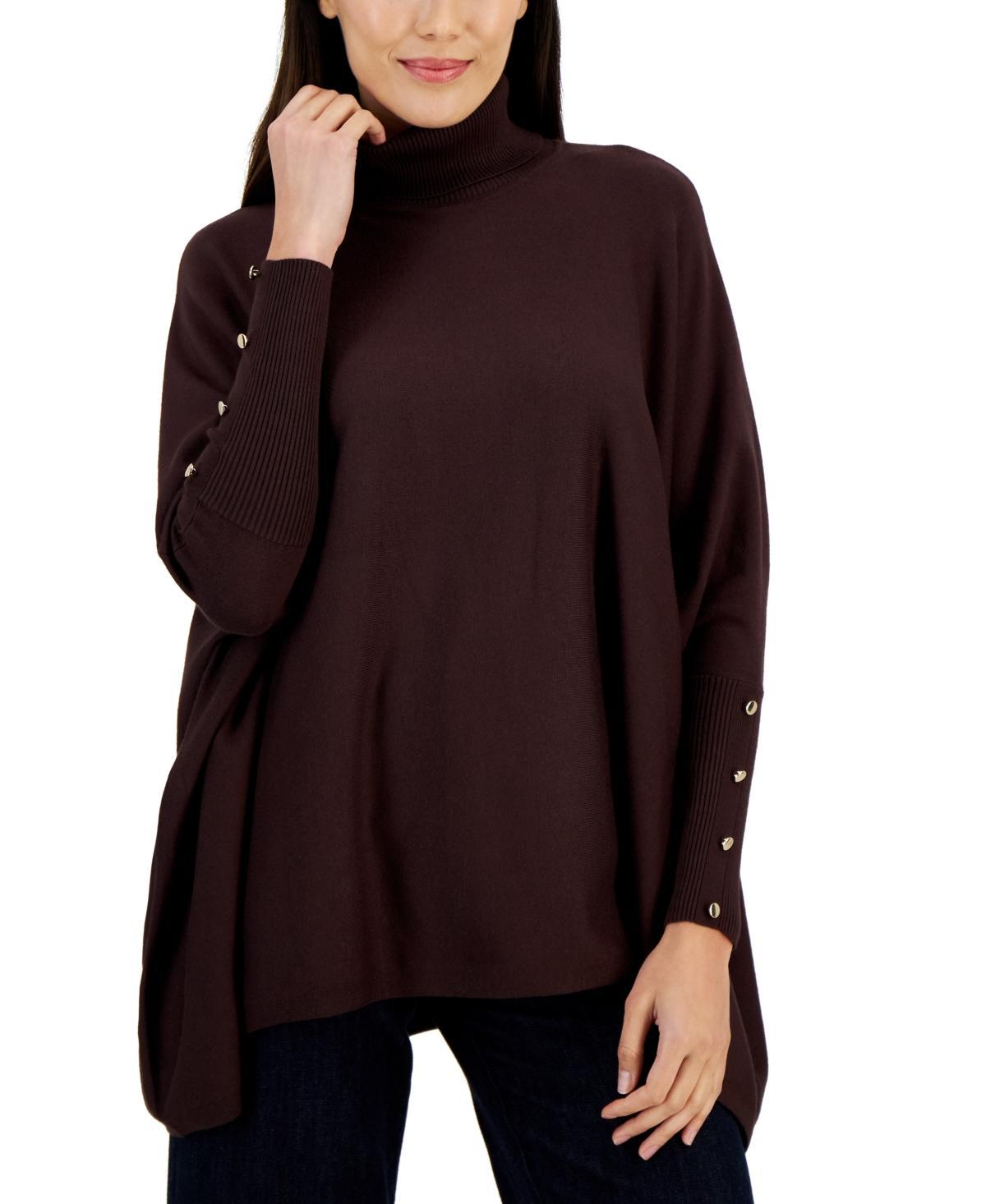 Jm Collection Womens Solid-Color Poncho Turtleneck Sweater, Regular & Petite, Created for Macys Product Image