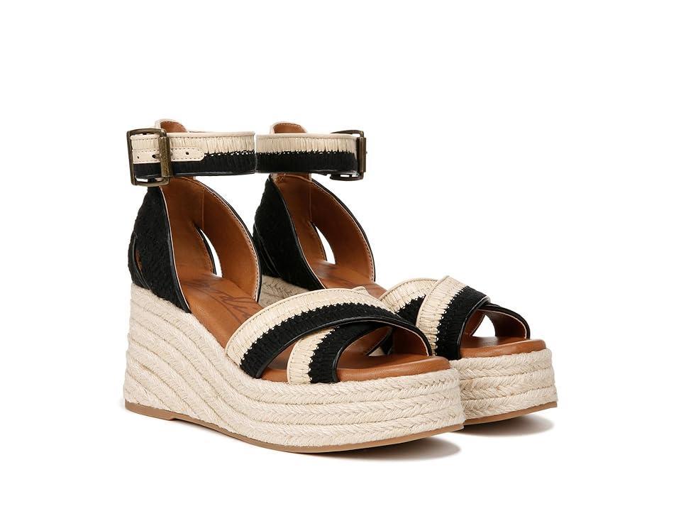 ZODIAC Naomi-Raf Ankle Strap Wedge Sandal (Natural Raffia/Black Fabric) Women's Sandals Product Image