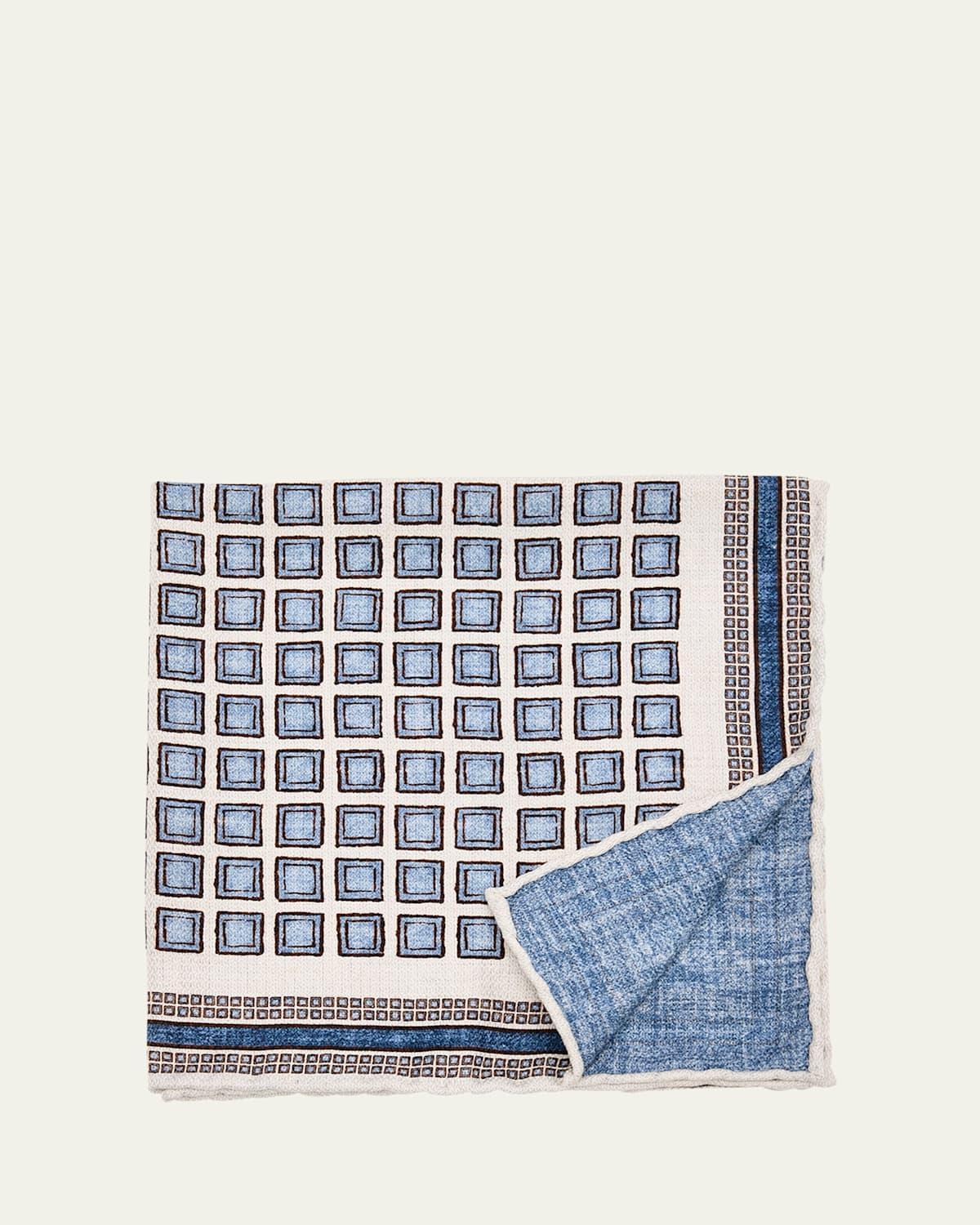 Mens Geometric Design Silk Pocket Square Product Image