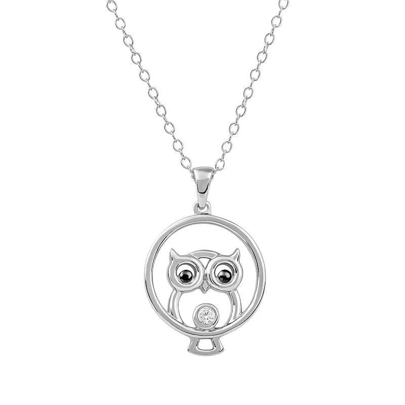 DeCouer Diamond Accent Owl Pendant Necklace, Womens Rose Gold Tone Product Image