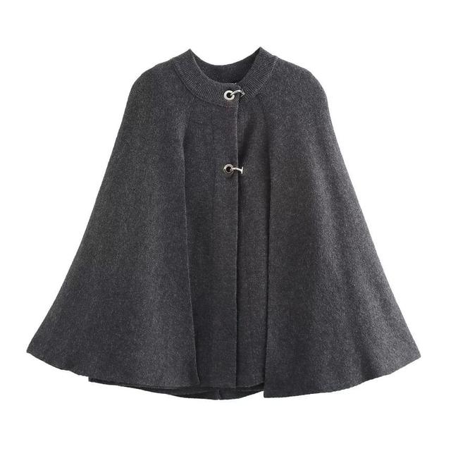 Melange Hoop Accent Knit Cape Product Image