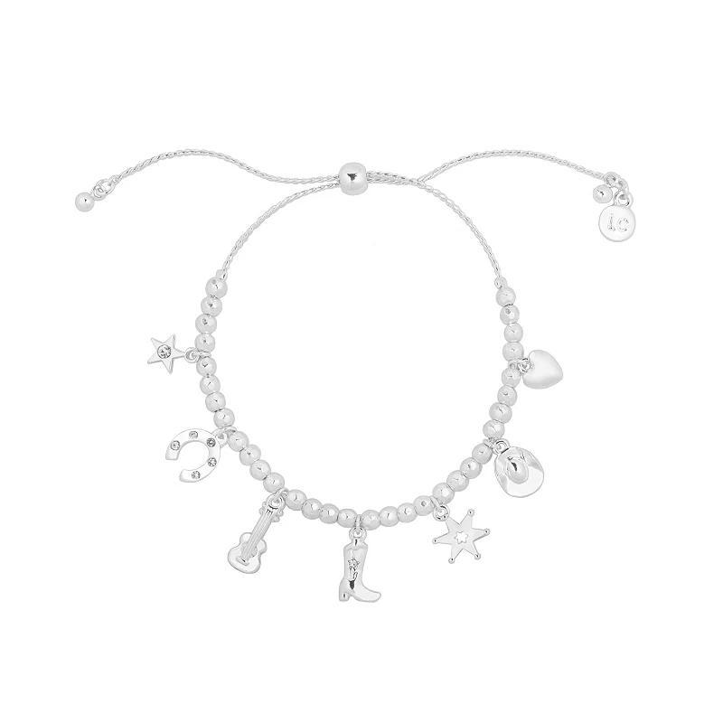 LC Lauren Conrad Silver Tone Western Pull Tie Charm Bracelet, Womens, Clear Product Image