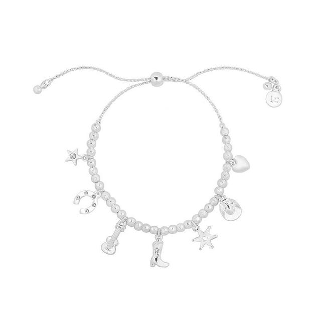 LC Lauren Conrad Silver Tone Western Pull Tie Charm Bracelet, Womens, Clear Product Image