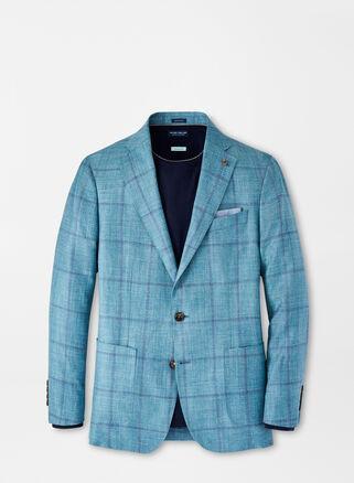 Peter Millar Mens Creston Windowpane Soft Jacket | Color: Viridian | Size: 47 Product Image