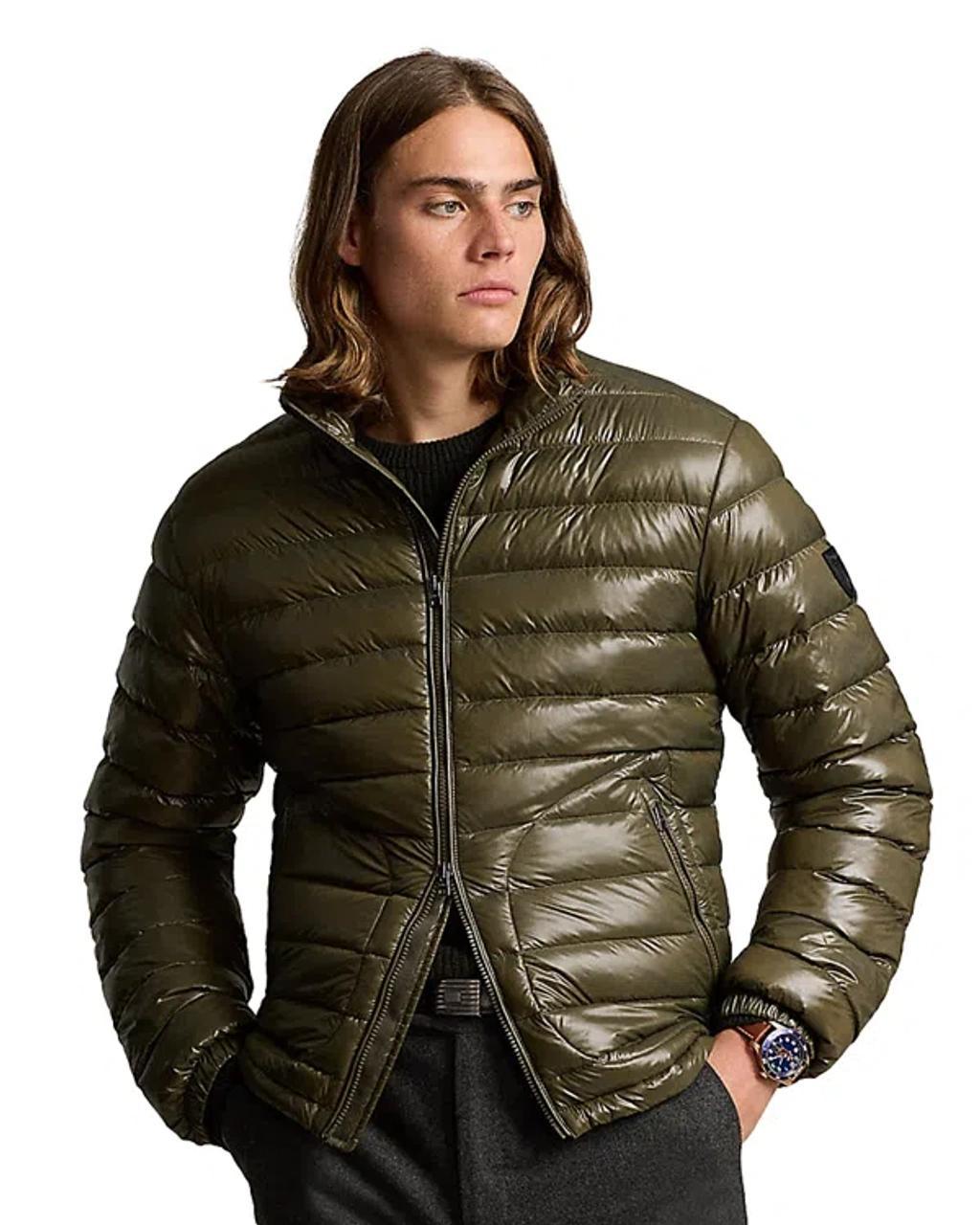 Glossy Quilted Jacket In Green product image