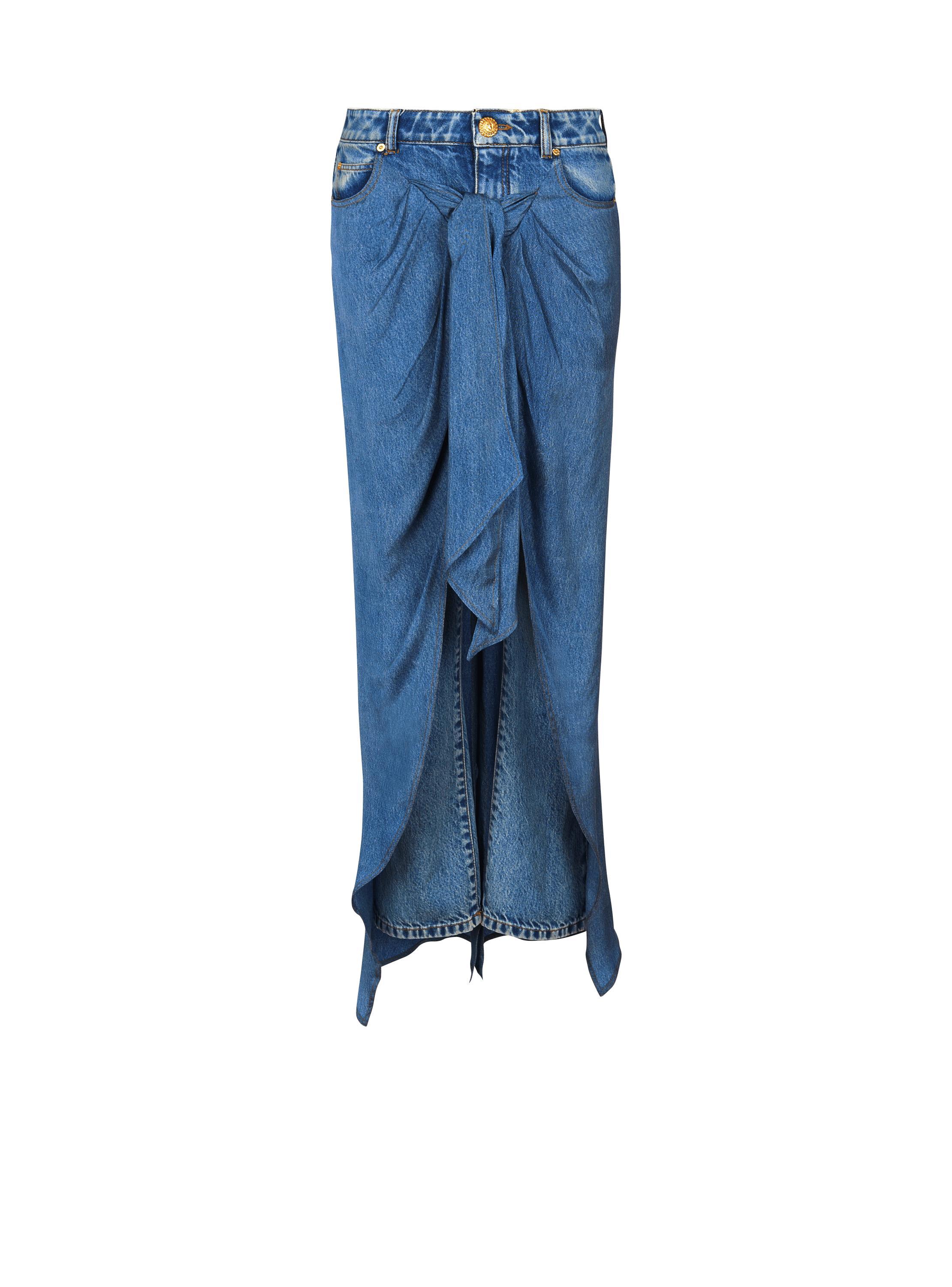 Denim jeans with draped skirt Product Image