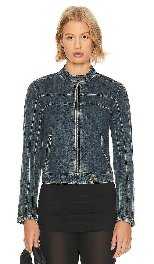 Free People Fast Lane Denim Moto Jacket Size L, M, S, XL. Product Image