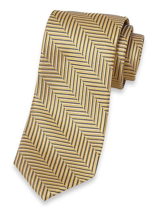 Herringbone Woven Silk Tie - Yellow Multi Product Image