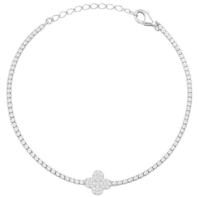 Sunkissed Sterling Cubic Zirconia Heart Tennis Bracelet, Womens White Product Image