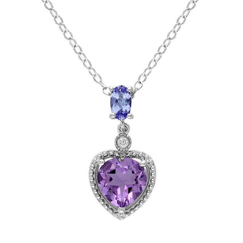 Stella Grace Amethyst, Tanzanite & Diamond Accent Sterling Silver Heart Pendant Necklace, Womens Purple Product Image