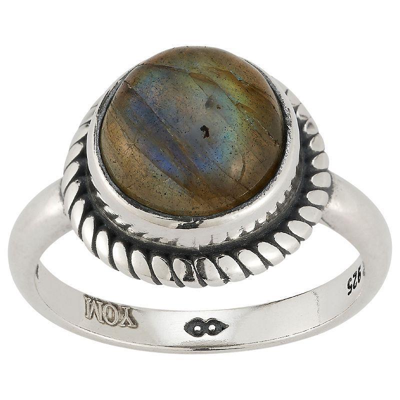 Sunkissed Sterling Sterling Silver Oxidized Round Labradorite Ring, Womens Silver Tone Product Image