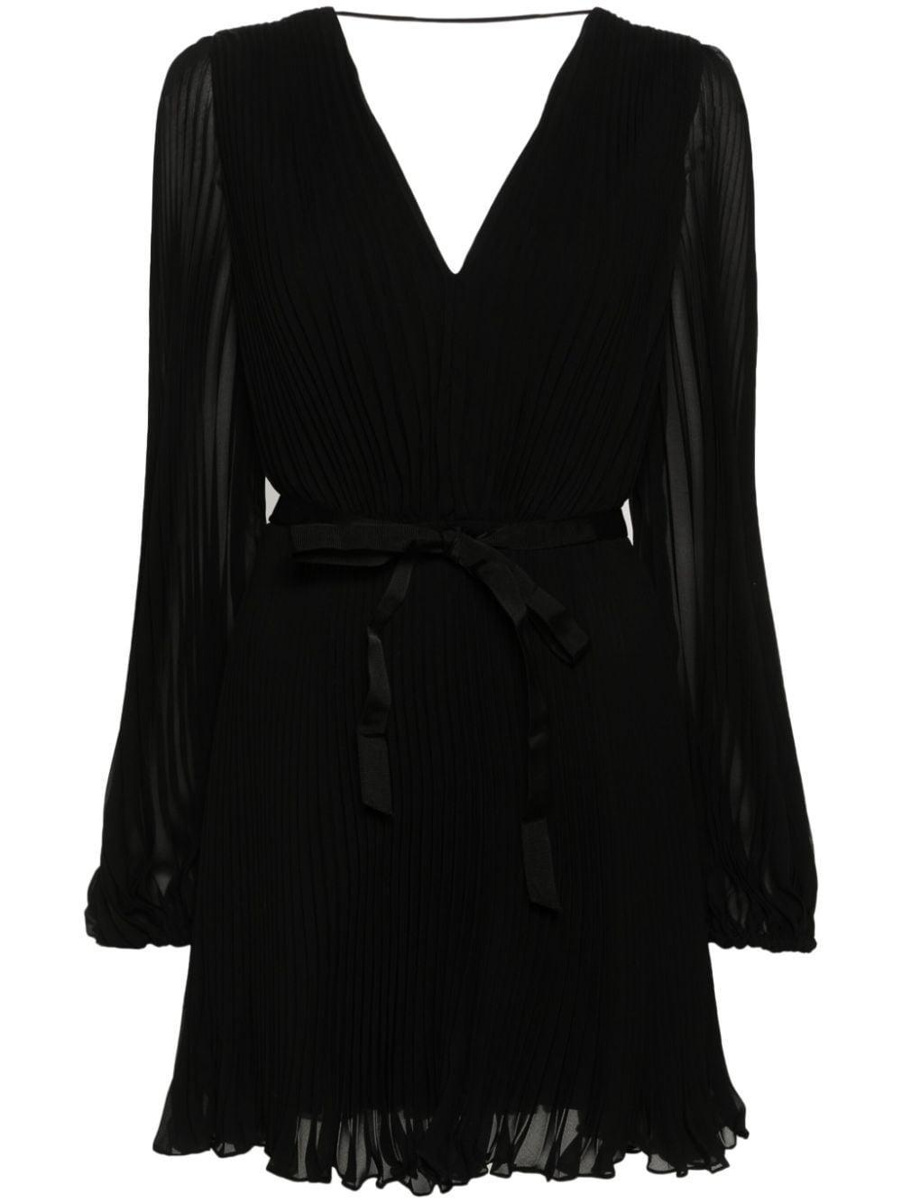 Fully-pleated Open Back Mini Dress In Black Product Image