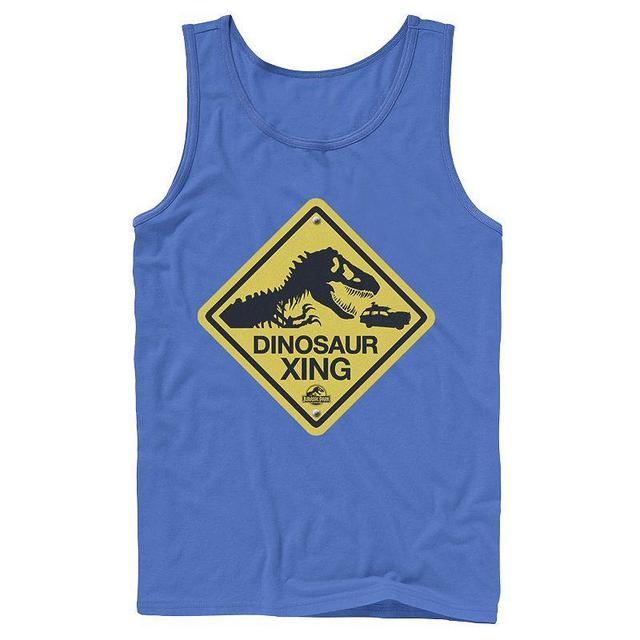 Mens Jurassic Park Dinosaur Crossing Yellow Sign Tank Top Product Image