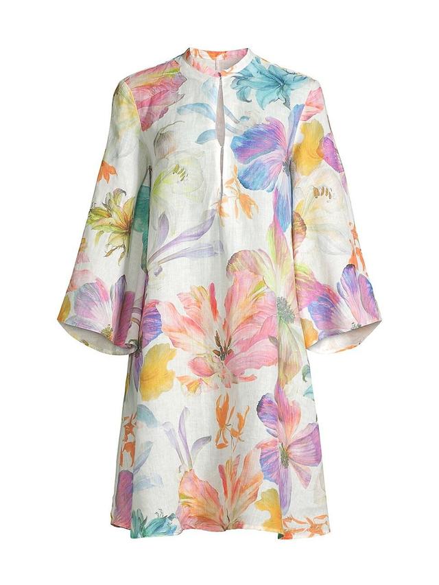 Womens Linen Floral Shift Minidress Product Image