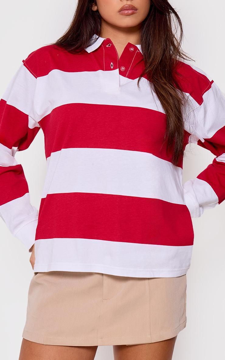 Red Stripey Collared Top Product Image