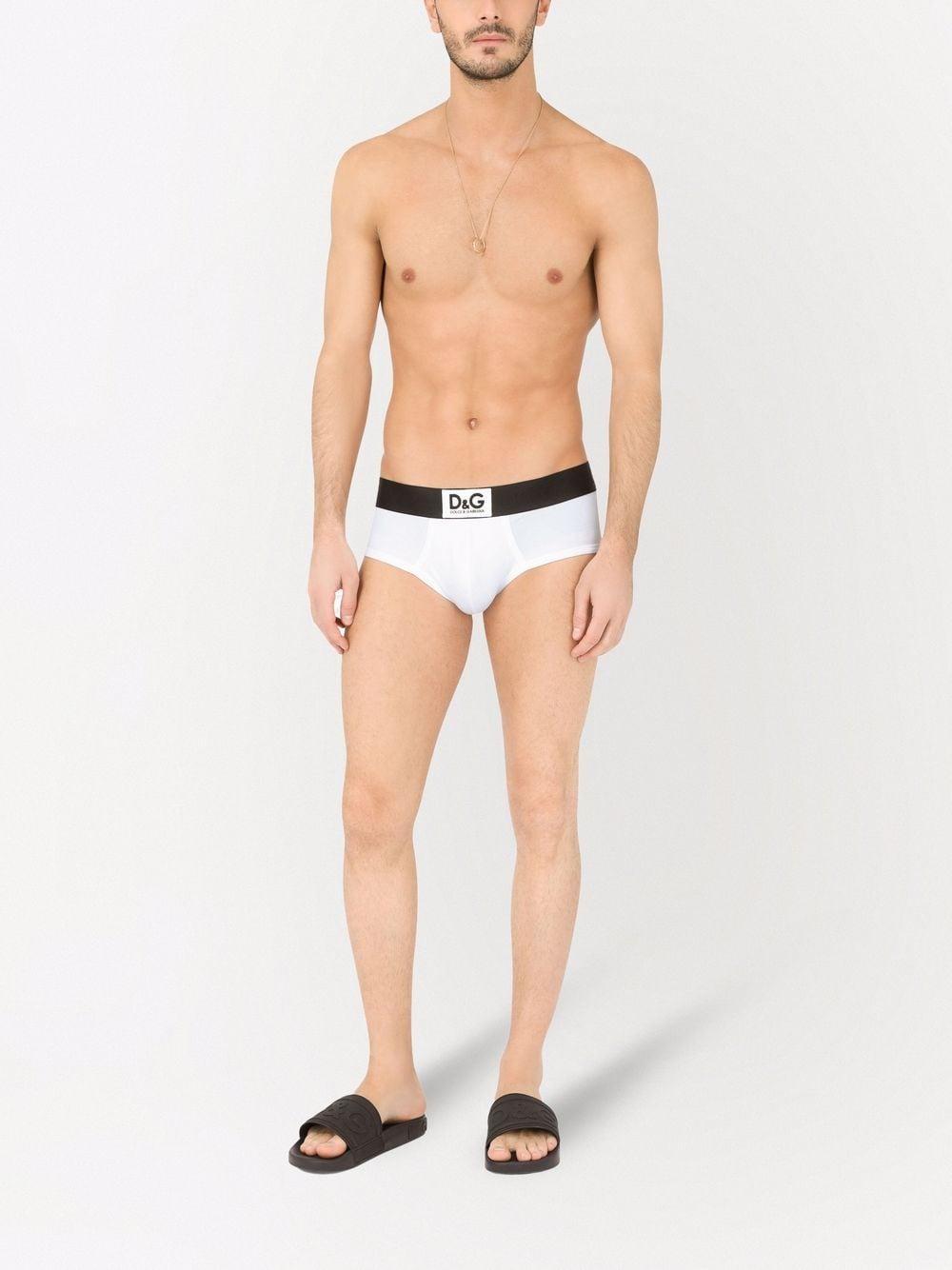 Logo-waistband Stretch Briefs In White Product Image