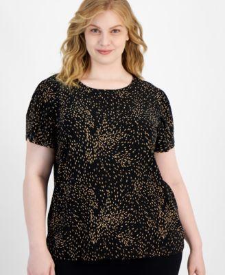 Plus Size Printed Tulip-Sleeve Top Product Image