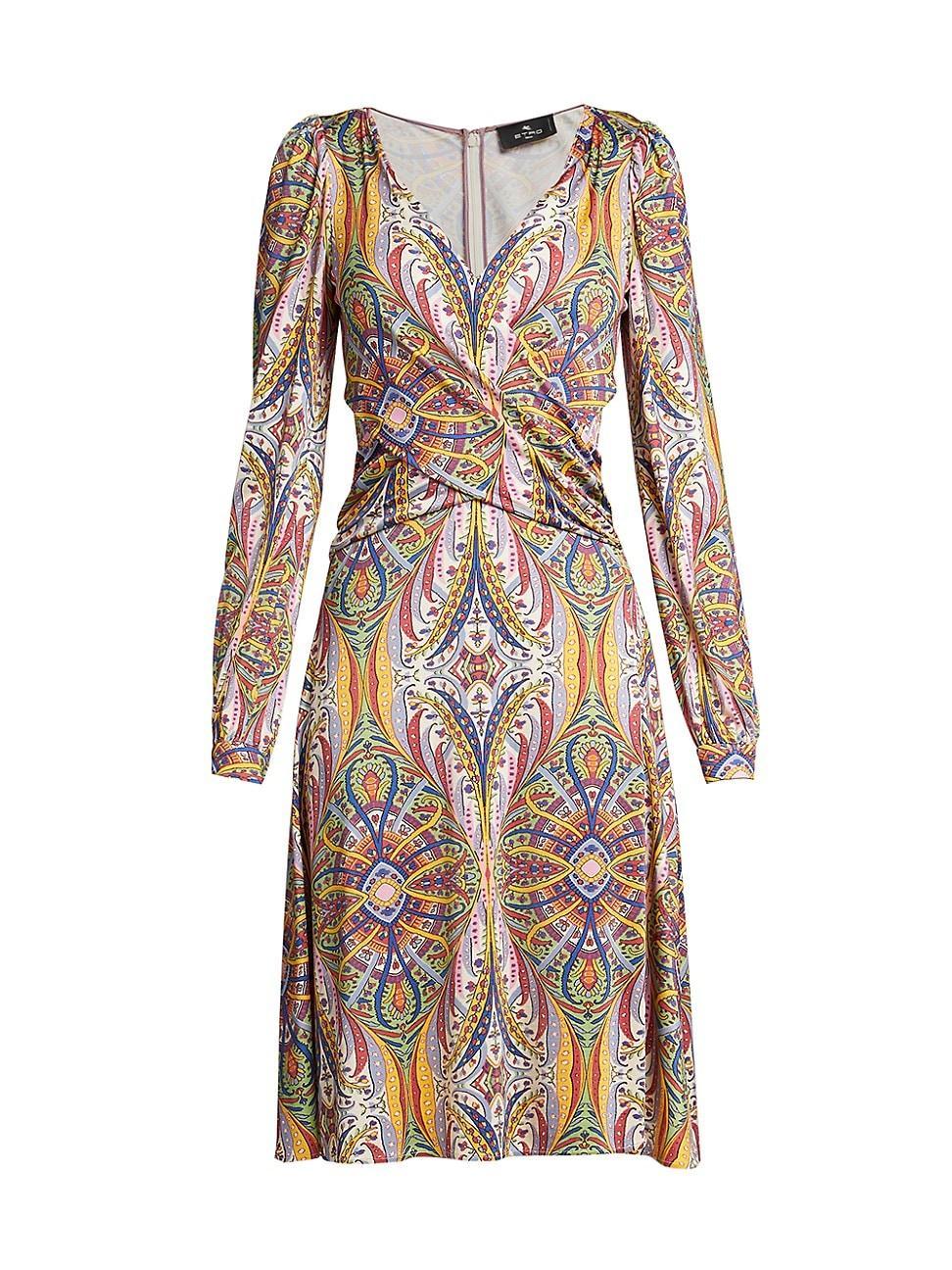 Etro Printed Crossover Front Jersey Dress Product Image