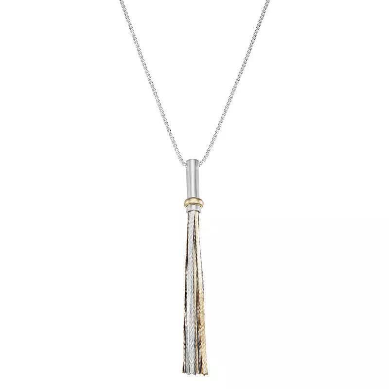 Nine West Tri-Tone Tassel Pendant Necklace, Womens, Multi Product Image