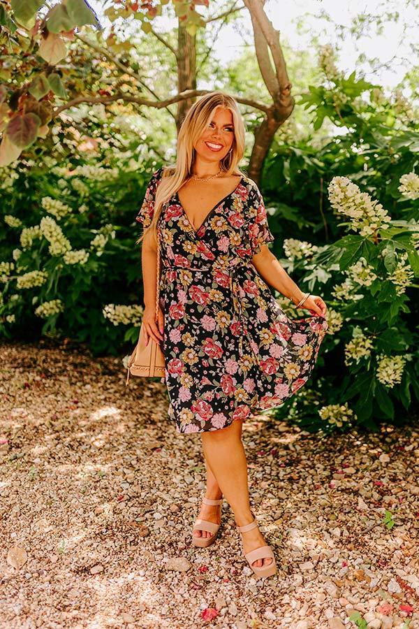 Sweet Like Honey Floral Mini Dress In Black Curves Product Image