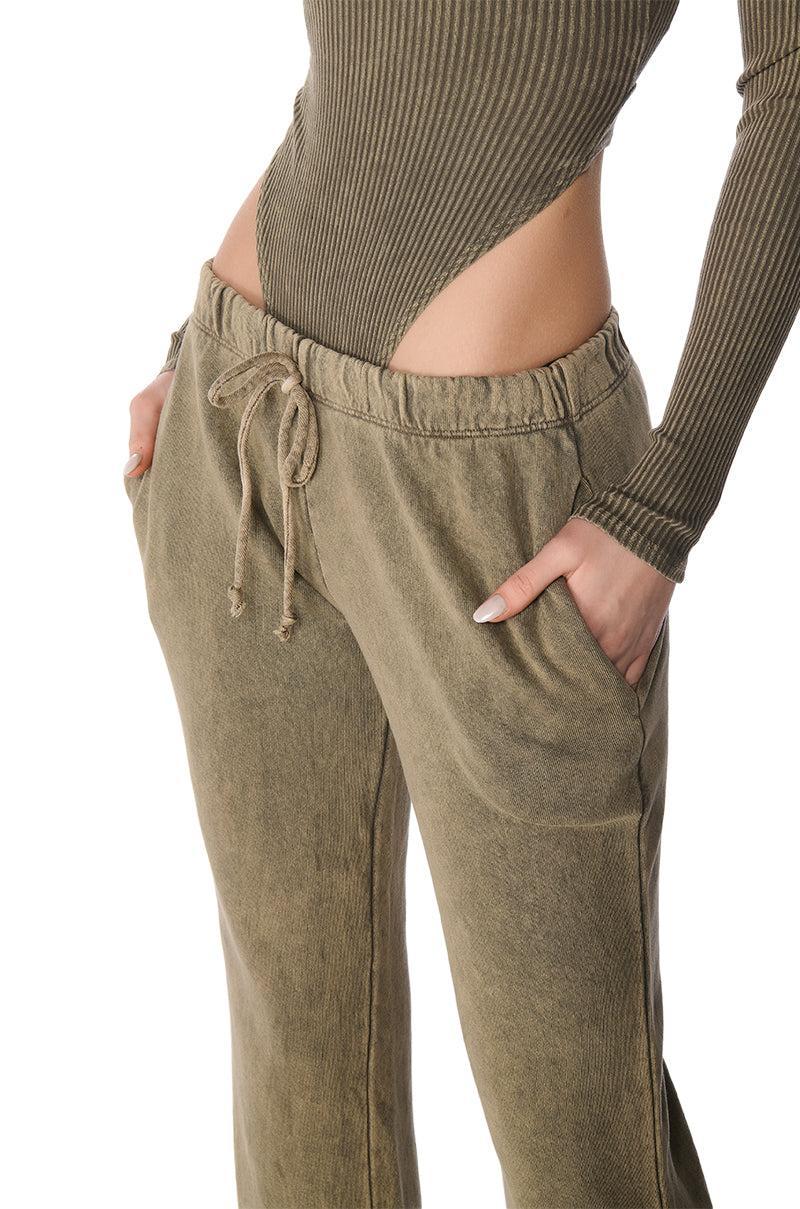 JOJO MINERAL WASH WIDE LEG SWEATPANT IN LIGHT BROWN Product Image