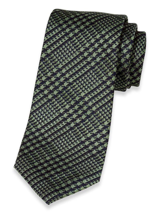 Houndstooth Woven Silk Tie - Green Product Image