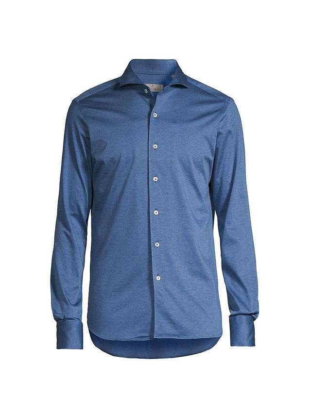 Mens Cotton Jersey Sport Shirt - Blue - Size XL - Blue - Size XL Product Image
