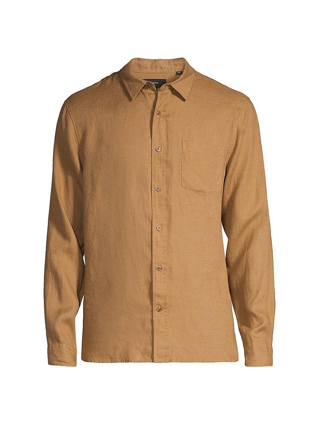 Mens Linen Long-Sleeve Button-Up Shirt Product Image