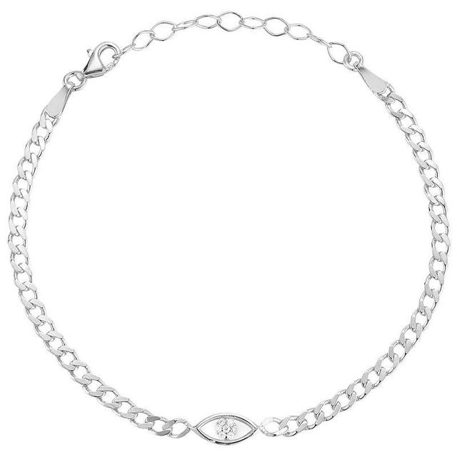 Sunkissed Sterling Sterling Silver Cubic Zirconia Evil Eye Bracelet, Womens Silver Tone Product Image