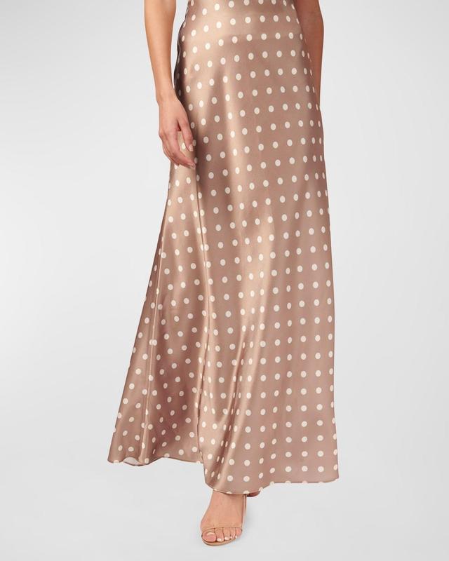 Womens Prue Polka Dot Satin Maxi Skirt Product Image