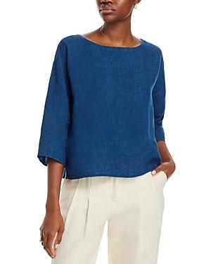 Eileen Fisher Bateau Neck Box Top (Atlantis) Women's Clothing Product Image