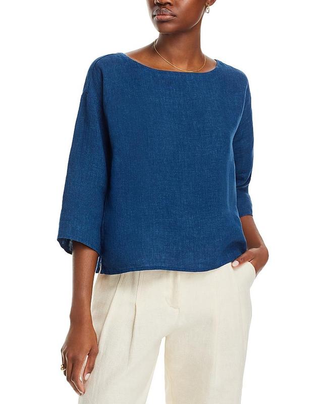 Eileen Fisher Boxy Bateau Neck Organic Linen Top Product Image