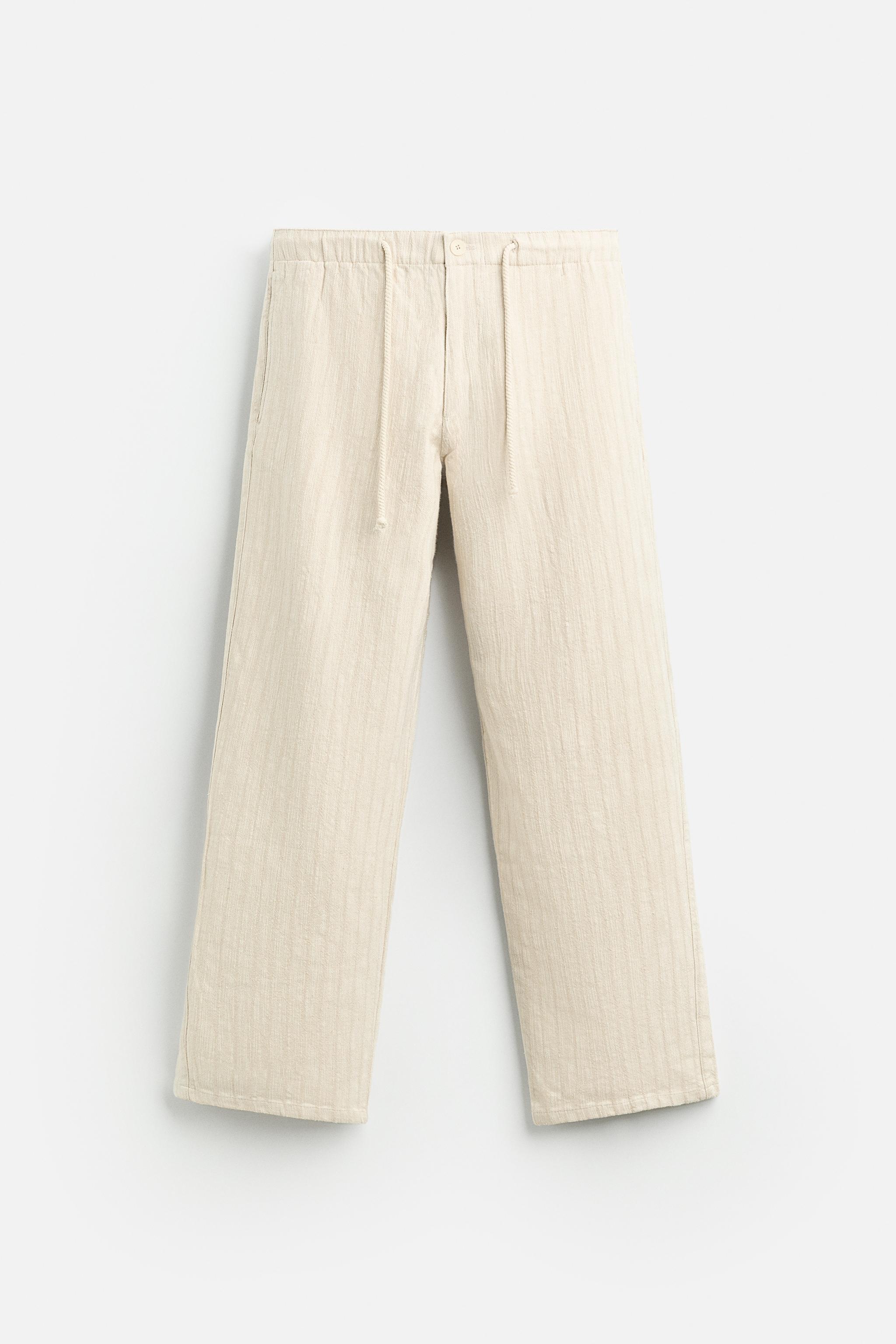 STRIPED TEXTURED PANTS Product Image