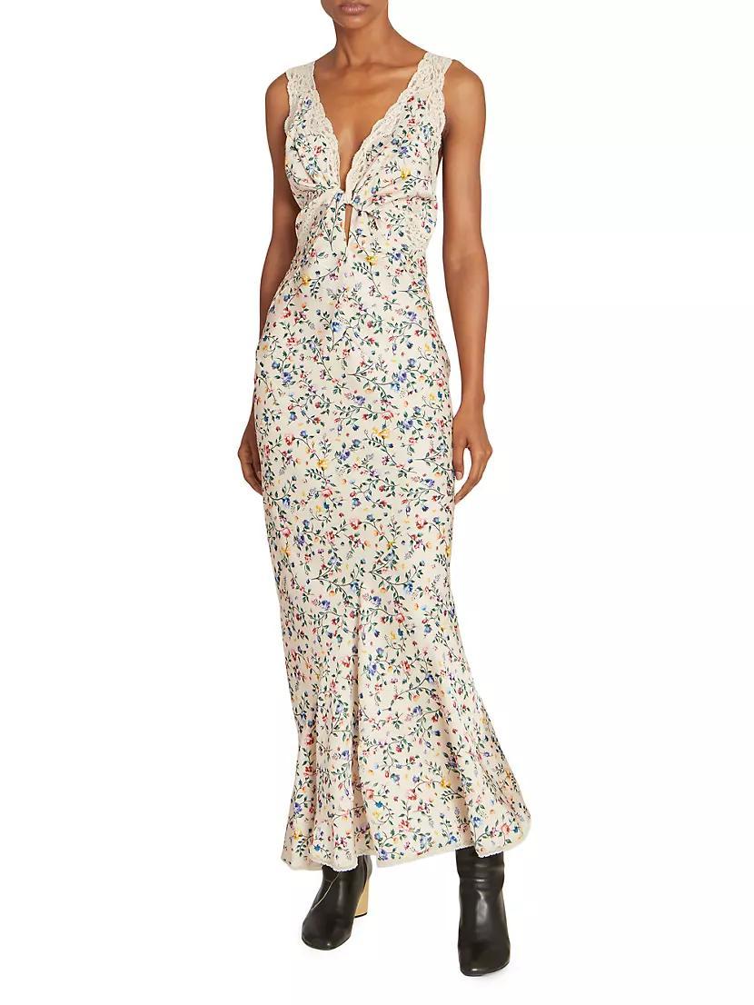 Floral Plunging Flounce Maxi Dress Product Image