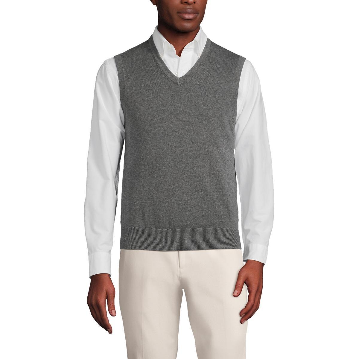 Lands End Mens Fine Gauge Supima Cotton Sweater Vest Product Image