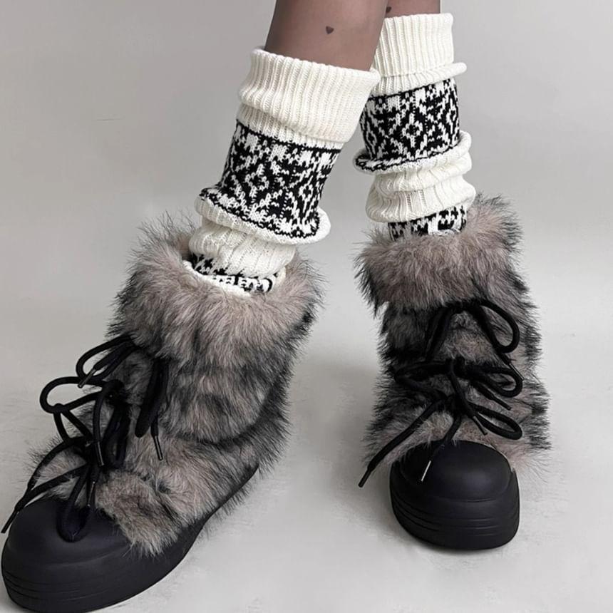 Jacquard Ribbed Knit Leg Warmers Product Image