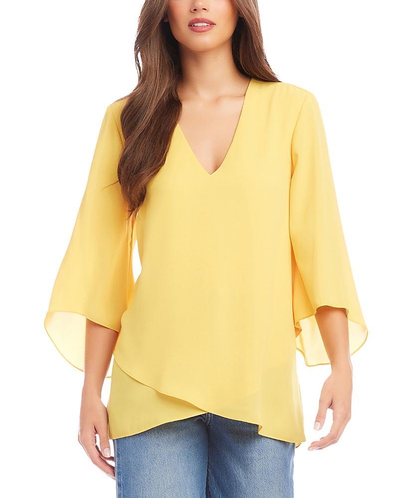 Karen Kane Women's Bracelet Sleeve Asymmetric Top, , 100% Polyester Product Image