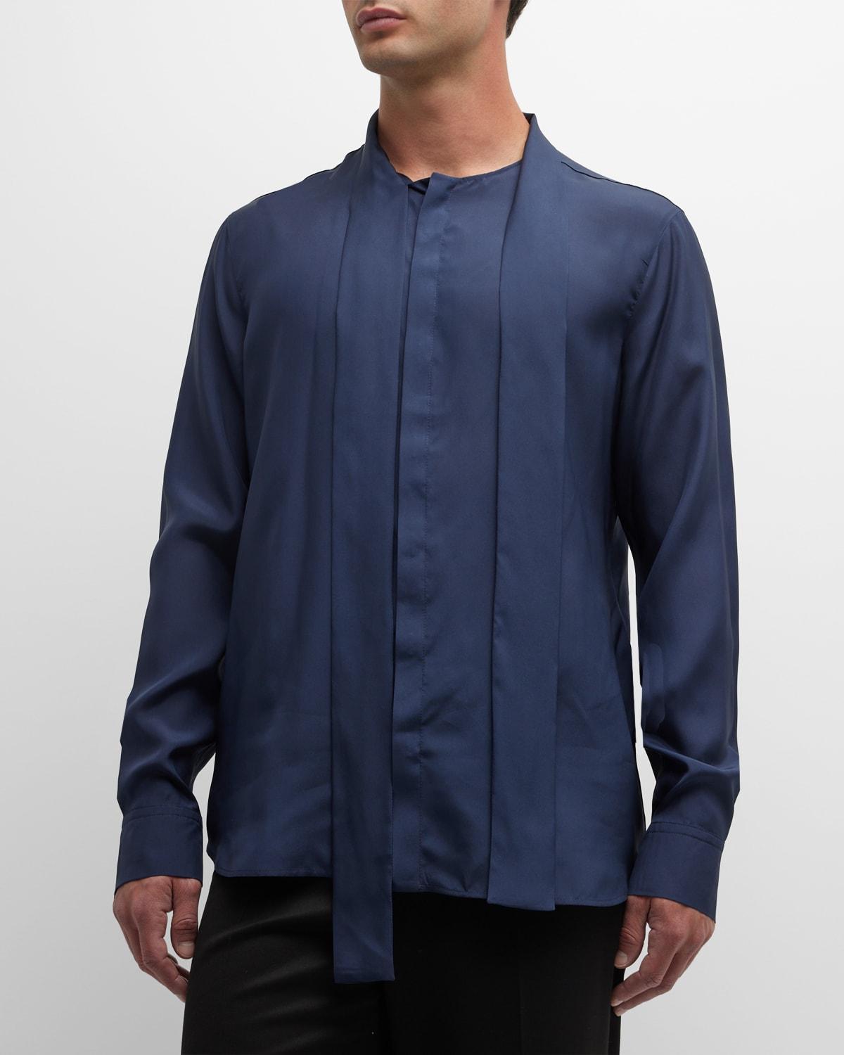 Mens Silk Shirt with Neck Wrap Product Image