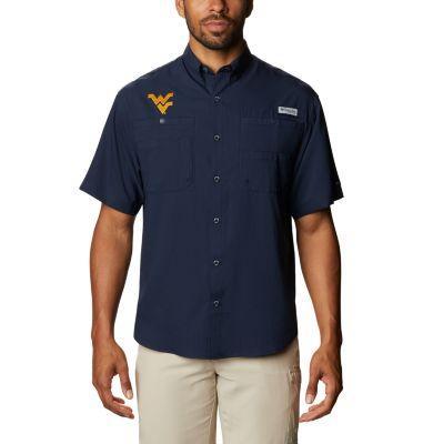 Mens Columbia Navy West Virginia Mountaineers Pfg Tamiami Omni-Shade Button-Down Shirt Product Image