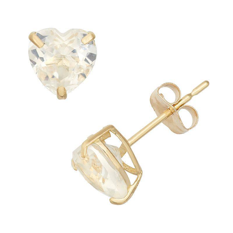 Designs by Gioelli Lab-Created White Sapphire 10k Gold Heart Stud Earrings, Womens Product Image