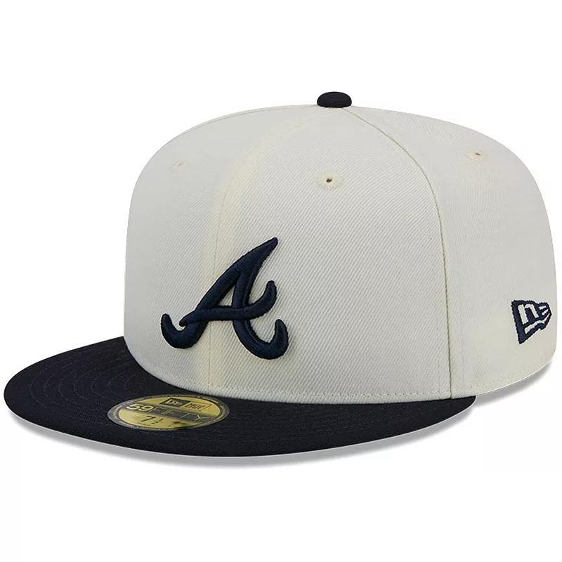 Mens New Era Cream Atlanta Braves Evergreen Chrome 59FIFTY Fitted Hat Product Image