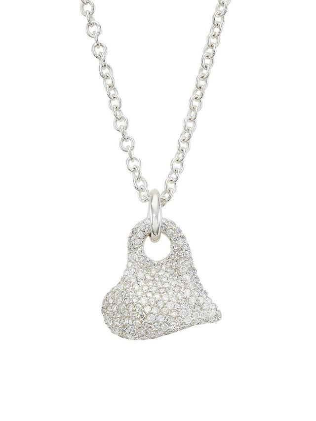 Womens Stardust Sterling Silver & Diamond Heart Pendant Necklace Product Image