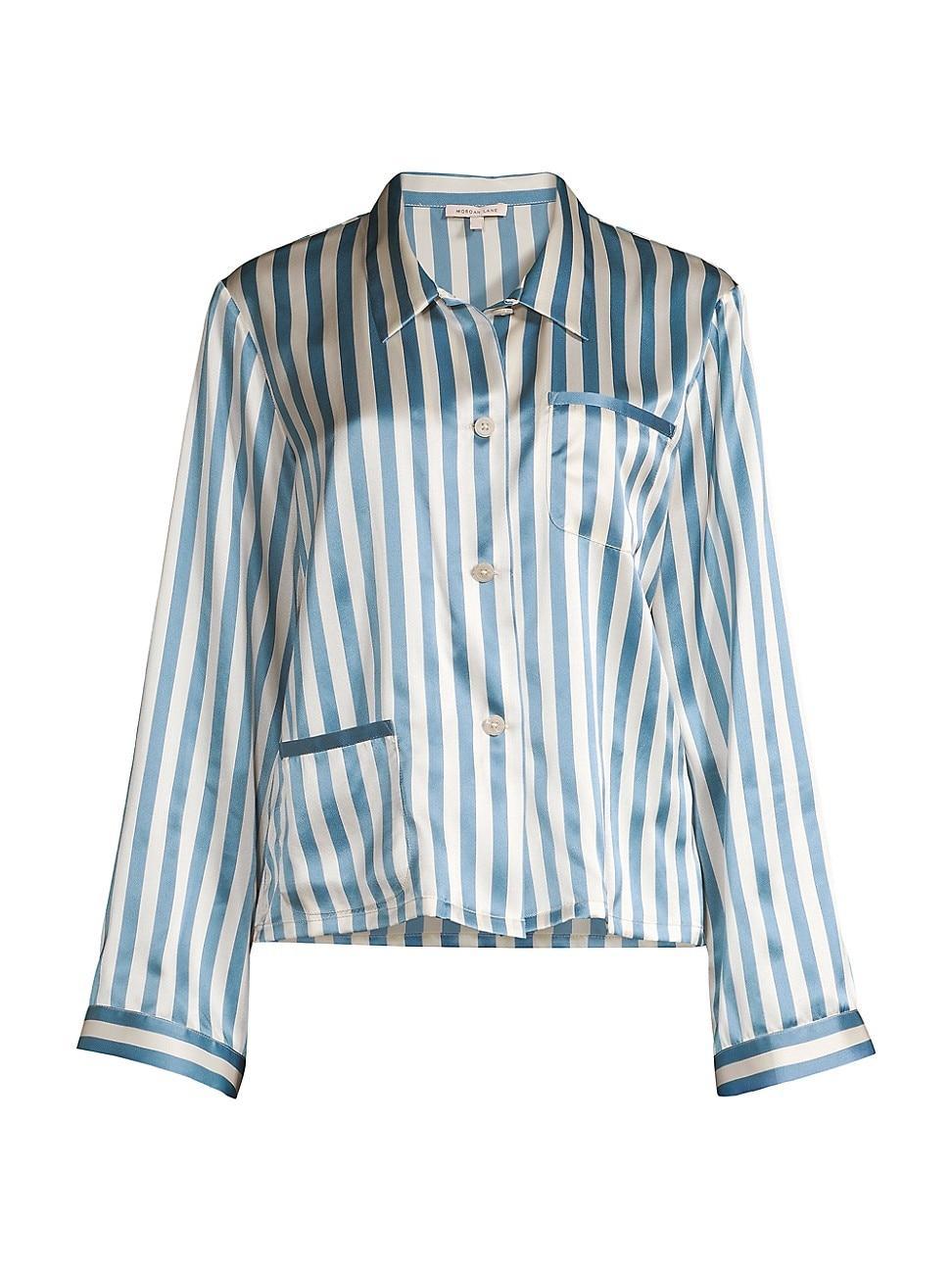 Womens Ruthie Striped Silk Pajama Top Product Image