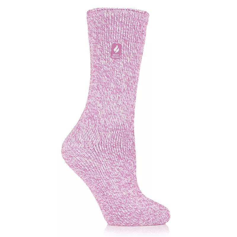 Womens Heat Holders Original 7X Warmer Twist Heavyweight Thermal Socks Light Pink Ivory Product Image