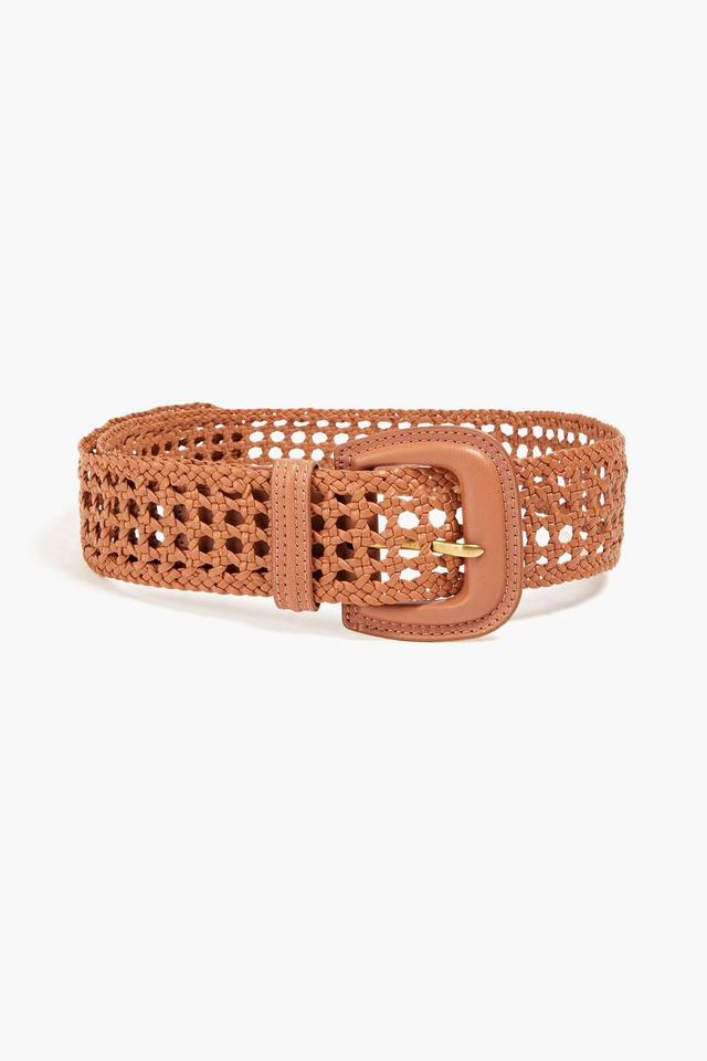 Woven Leather Belt In Light Brown Product Image