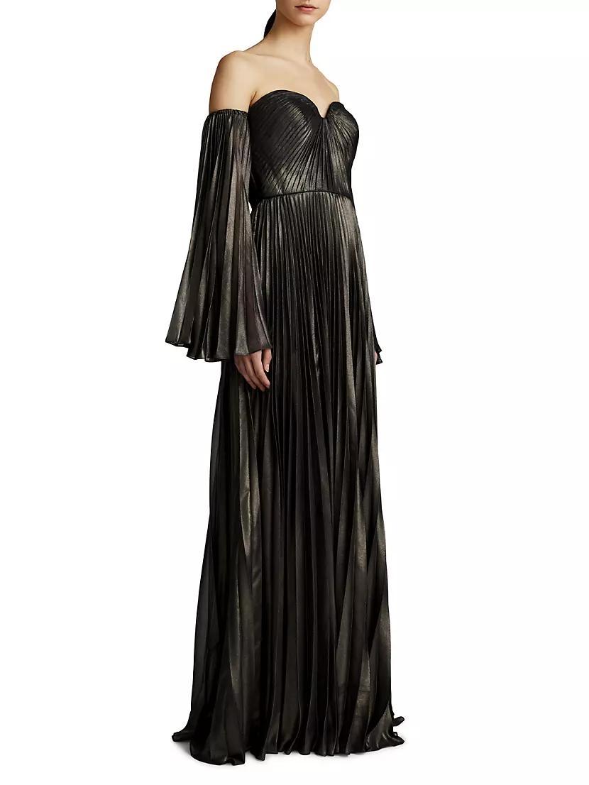 Pleated Off-The-Shoulder Gown Product Image