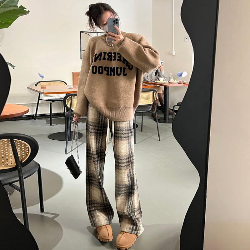 High Waist Plaid Wide Leg Pants product image