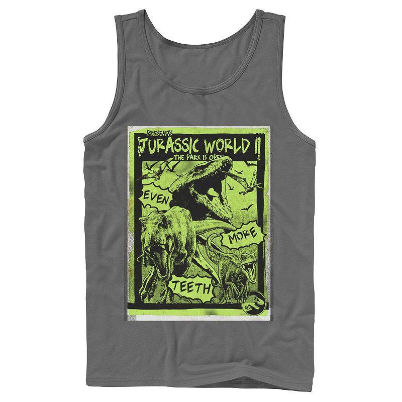 Mens Jurassic World Two T-Rex Neon Green Poster Tank Top Athletic Grey Product Image