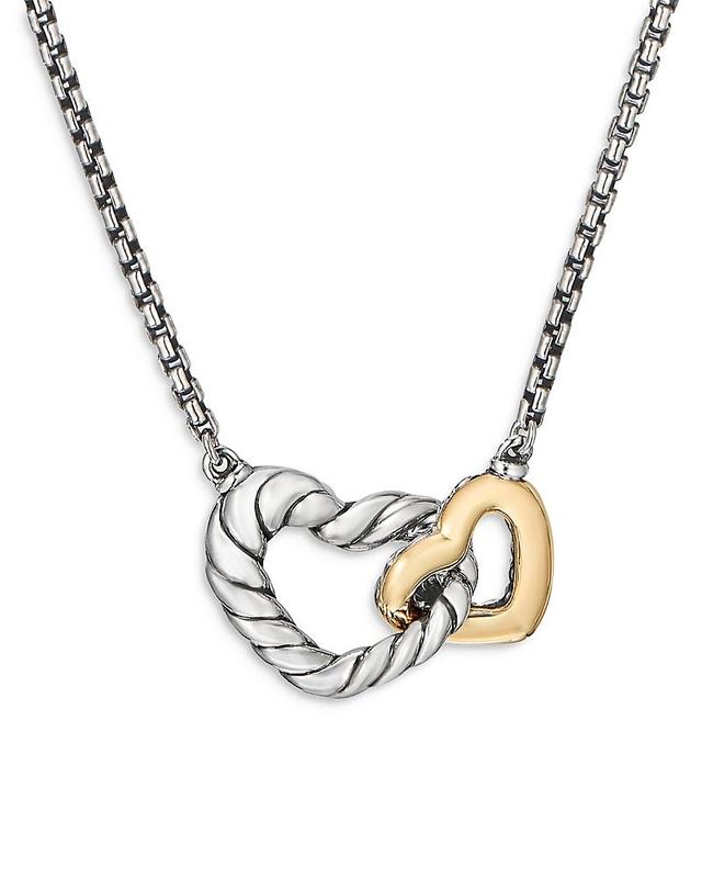 Womens Cable Collectibles Interlocking Heart Necklace in Sterling Silver with 18K Yellow Gold Product Image