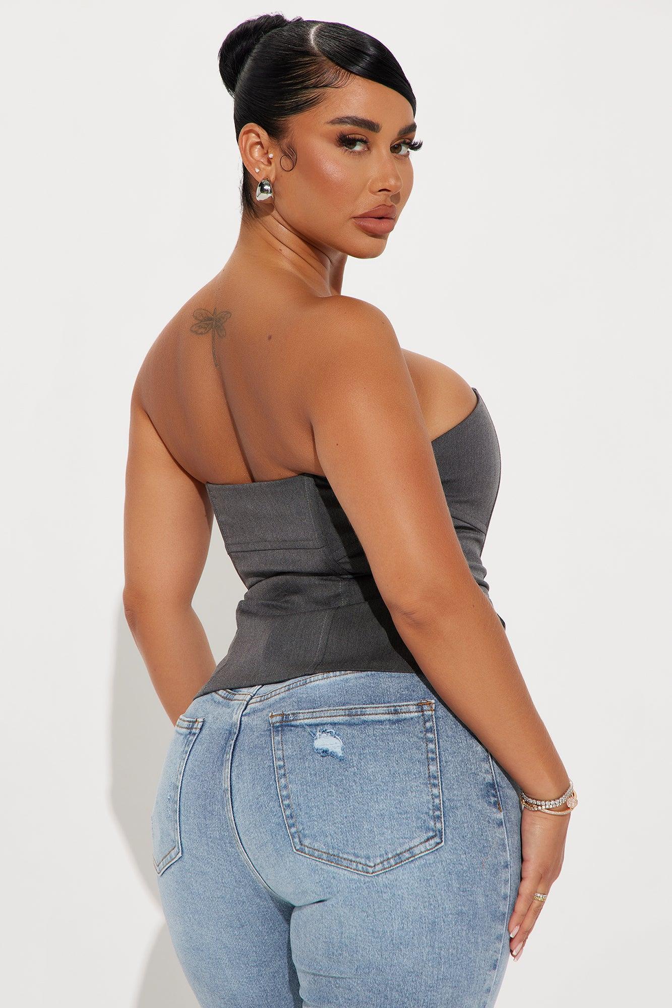 Business Chic Corset Top - Charcoal Product Image